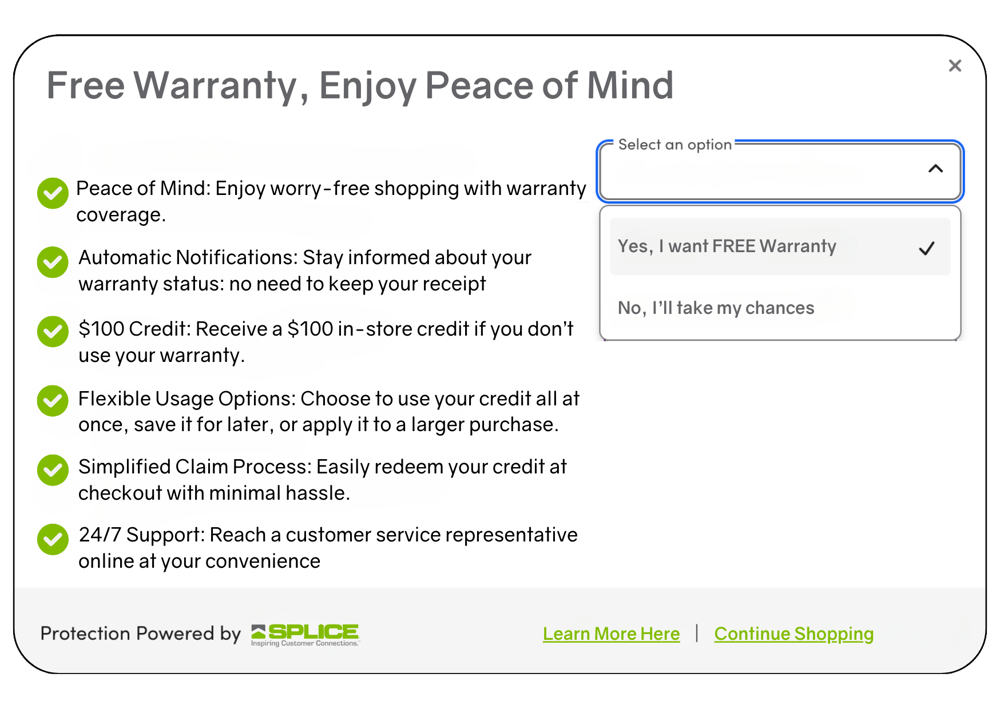 graphic describing SPLICE's warranty management software features